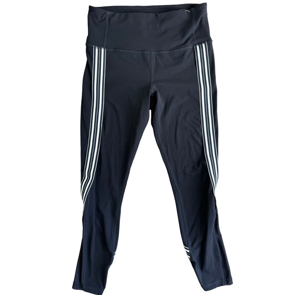 Athleta Side Stripe Salutation 7/8 Legging, Mesh Accent, Black/White, SMALL